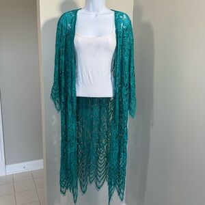 Maurices Teal Lace Cardigan